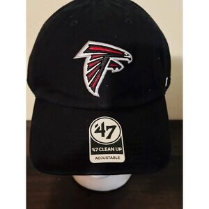 '47 Brand Atlanta Falcons Clean Up Adjustable Hat Cap Strap Black NFL Football